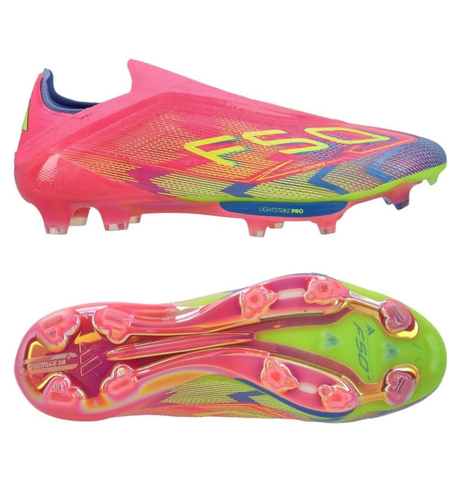 Adidas F50 + Laceless FG Mystic Victory - Lucid Pink/Lucid Lemon/Blue Fusion