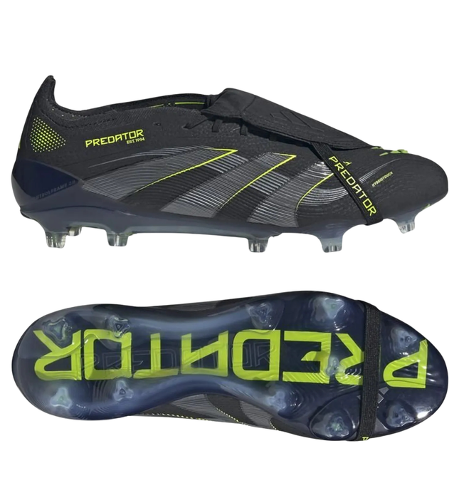 adidas Predator Elite Fold-over Tongue FG Electric Stealth - Zwart/Grijs/Lucid Lemon PRE-ORDER